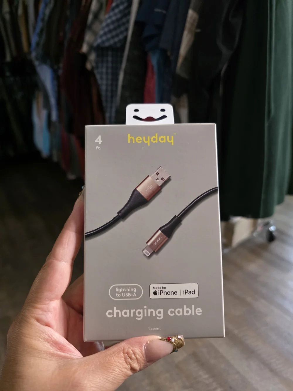 heyday Rose Gold and Black Lightning to USB-A Charging Cable